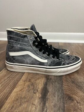 Vans High-Top Canvas Sneakers in Washed Gray with White Stripe